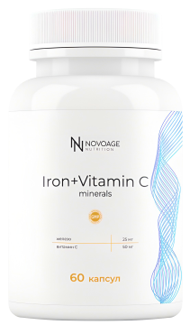 

NOVOAGE nutrition, Железо (бисглицинат) + Витамин С, капсулы, 60 шт., капсулы, 60 шт.