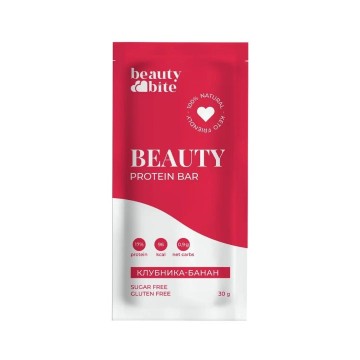 

BeautyBite, Батончик протеиновый «Beauty Protein Bar» клубника-банан, 30 г, 30 г