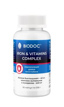 

BIODOC, Железо (бисглицинат) + комплекс витаминов, капсулы, 60 шт., капсулы, 60 шт.