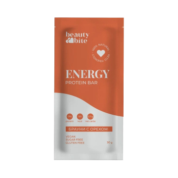 

BeautyBite, Батончик протеиновый «Energy Protein Bar» брауни с орехом, 30 г, 30 г