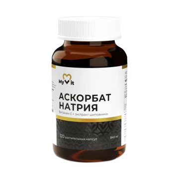 

MyVit, Аскорбат натрия + экстракт шиповника, растительные капсулы, 120 шт., растительные капсулы, 120 шт.