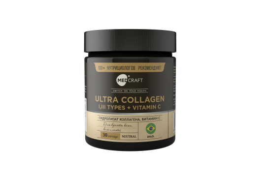 

MEDCRAFT, Коллаген говяжий ULTRA с витамином C, порошок, 180 г, порошок, 180 г