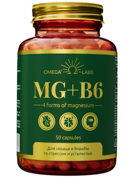 

Omega Labs, Магний (4 формы) + B6, капсулы, 50 шт., капсулы, 50 шт.