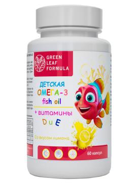 

Green Leaf Formula, Детская Омега-3 с витаминами E и D, со вкусом лимона, капсулы, 60 шт., капсулы, 60 шт.