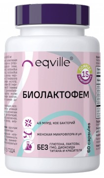 

Eqville, Биолактофем (для восстановления вагинальной микрофлоры женщины), капсулы, 60 шт., капсулы, 60 шт.