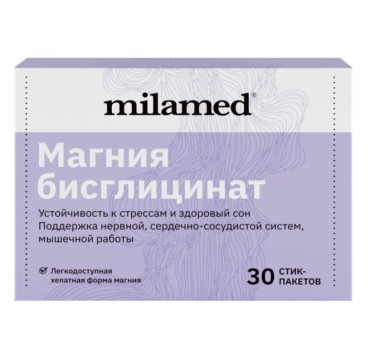 

Milamed, Магний (бисглицинат), стик-пакеты, 30 шт., 30 шт.