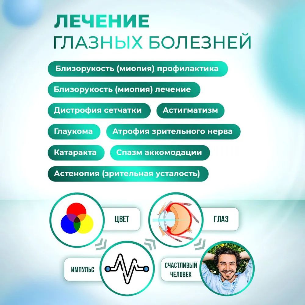 Selfdocs, Vizion аппарат офтальмологический, цветоимпульсной терапии при астигматизме, катаракте, для коррекции зрения