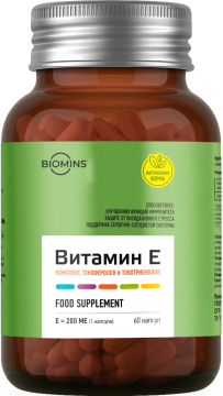 

Biomins, Витамин Е (комплекс токоферолов и токотриенолов), капсулы, 60 шт., капсулы, 60 шт.