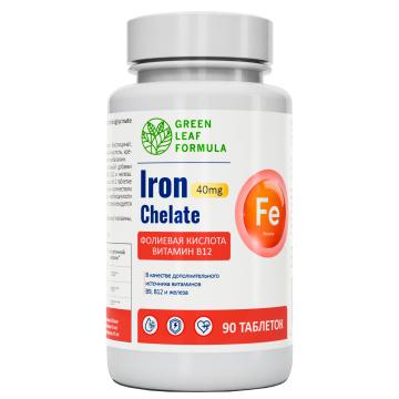 

Green Leaf Formula, Железо хелат + витамины В12 и В9, таблетки, 90 шт., таблетки, 90 шт.