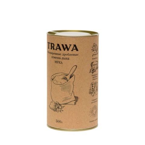 TRAWA, Обезжиренная и дробленая льняная семечка (мука), 500 г