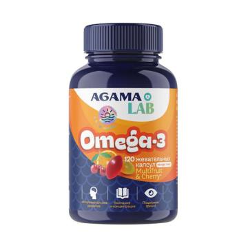 Agama Lab, Омега-3 для детей, со вкусом вишни или со вкусом «мультифрукт», жевательные капсулы, 120 шт.