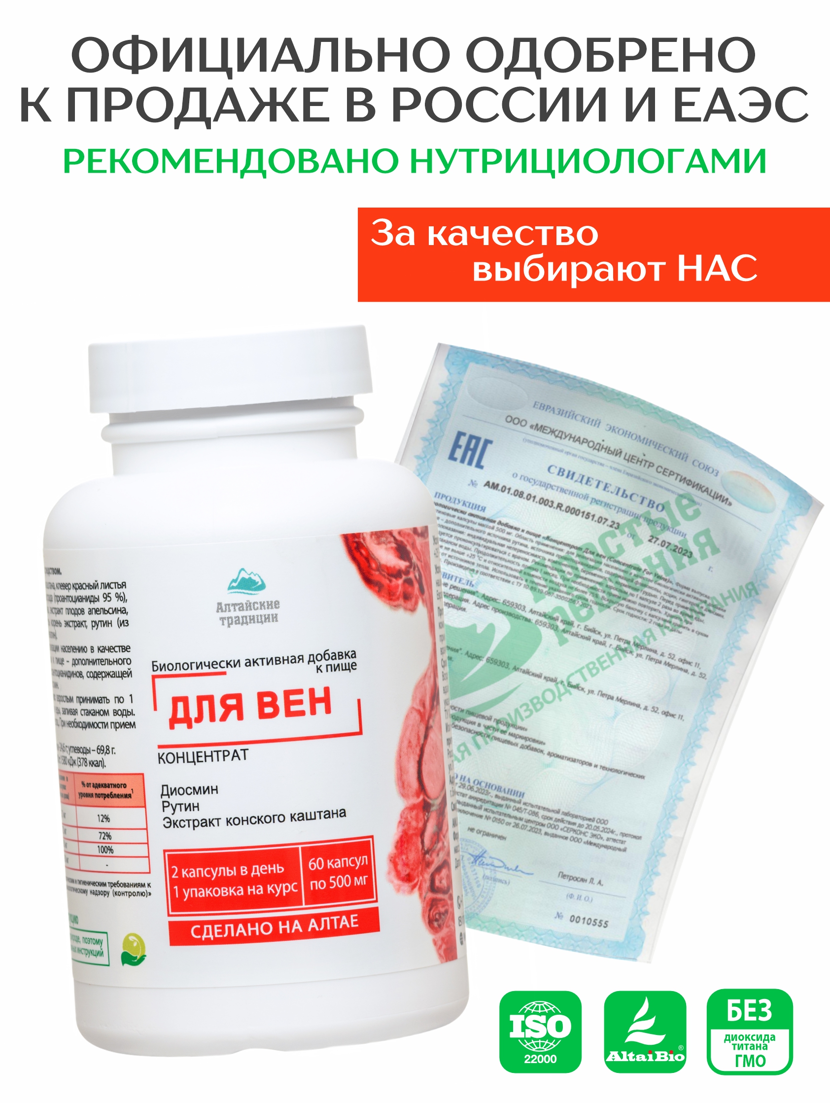 Простые решения, Концентрат «Для вен» с рутином, диосмином и экстрактом виноградной косточки, капсулы, 60 шт.