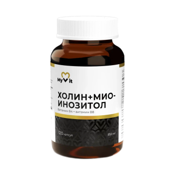 

MyVit, Холин + Мио-Инозитол, капсулы, 120 шт., капсулы, 120 шт.