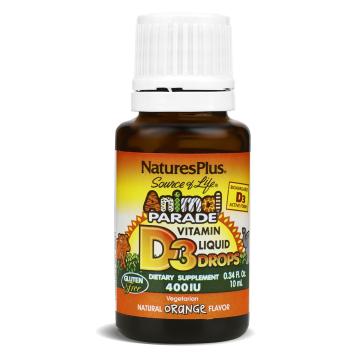 

NaturesPlus, Animal Parade, Витамин D3 (200 МЕ) для детей с апельсиновым вкусом, жидкость, 10 мл, жидкость, 10 мл