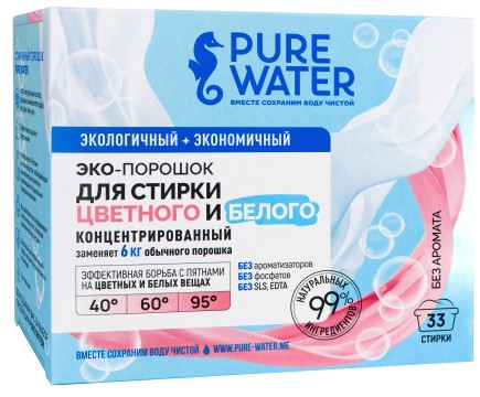 

Pure Water, Стиральный порошок, 1000 г, 1000 г