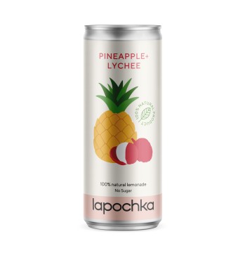 Lapochka, Напиток безалкогольный среднегазированный «Лапочка Ананас Личи», жидкость, 330 мл