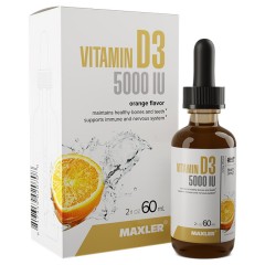 Maxler, Витамин D3 со вкусом апельсина (5000 IU), капли, 60 мл