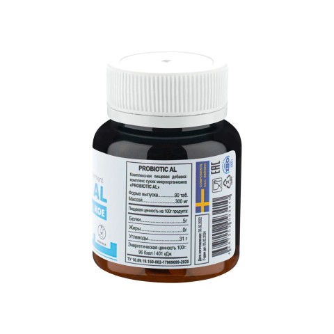 NUTRIHEAL, Пробиотик (Комплекс сухих микроорганизмов Probiotic AL), таблетки, 90 шт